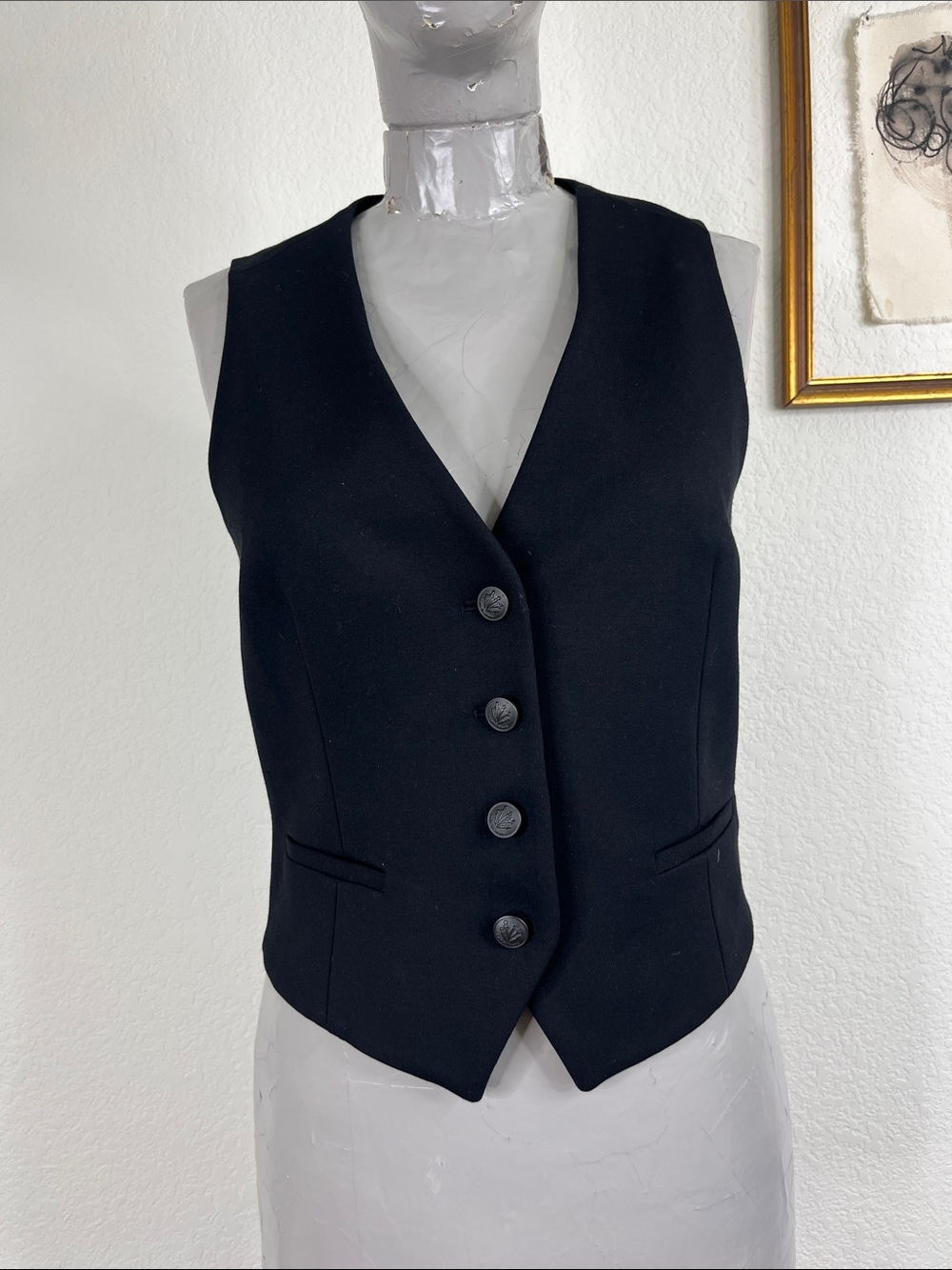 rag and bone Priya Logo Button V Neck Cinch Back V Hem Tailored Blazer